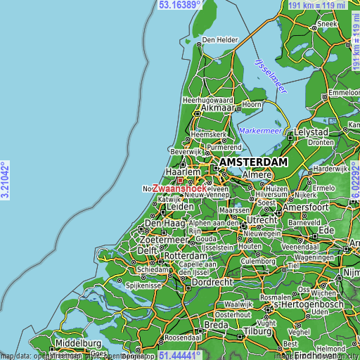 Topographic map of Zwaanshoek