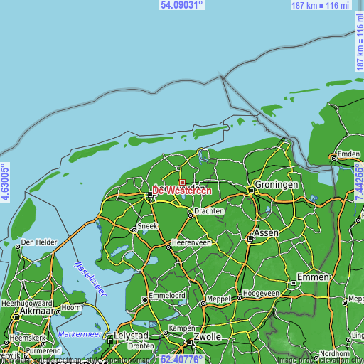 Topographic map of De Westereen