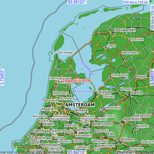 Topographic map of Zwaagdijk-Oost