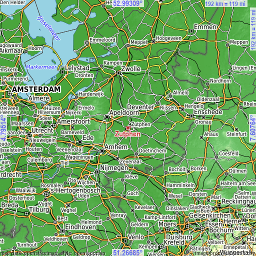 Topographic map of Zutphen