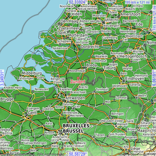 Topographic map of Zundert