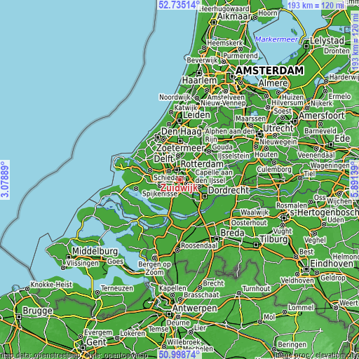 Topographic map of Zuidwijk