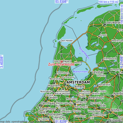 Topographic map of Zuid-Scharwoude