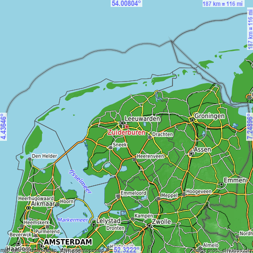 Topographic map of Zuiderburen