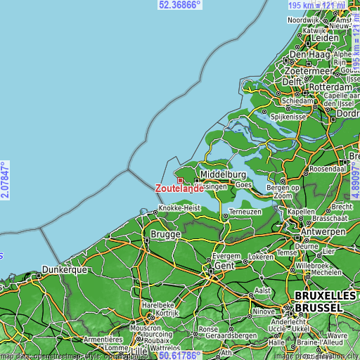 Topographic map of Zoutelande