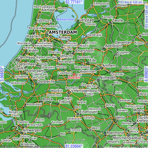 Topographic map of Zoelen