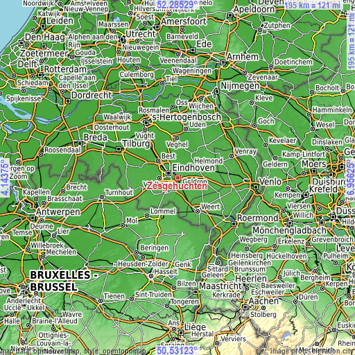 Topographic map of Zesgehuchten