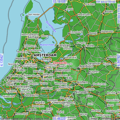 Topographic map of Zeewolde