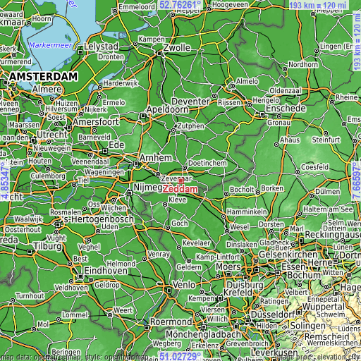 Topographic map of Zeddam