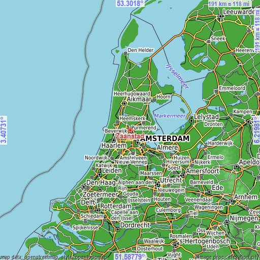 Topographic map of Zaanstad