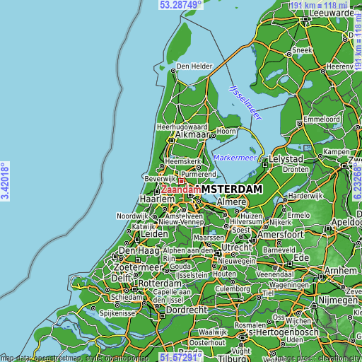 Topographic map of Zaandam