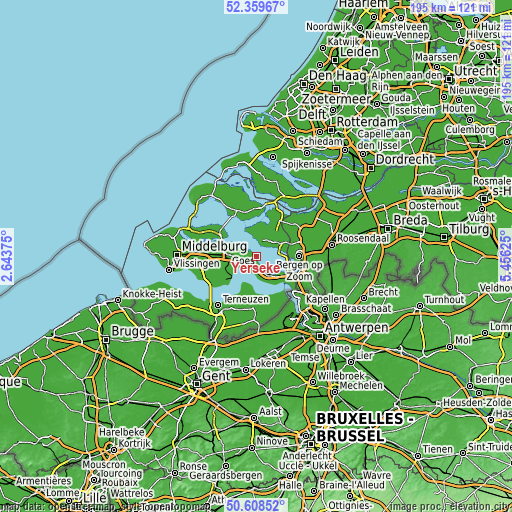 Topographic map of Yerseke