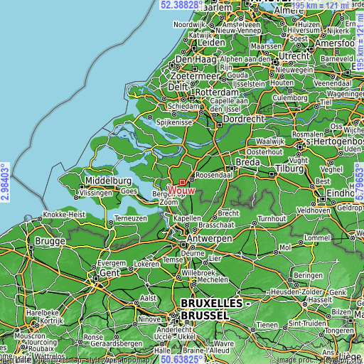 Topographic map of Wouw