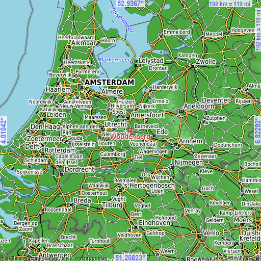 Topographic map of Woudenberg