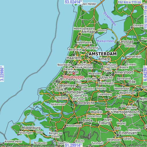 Topographic map of Woubrugge