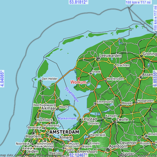 Topographic map of Workum