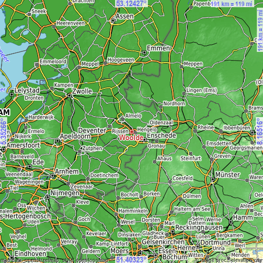 Topographic map of Woolde