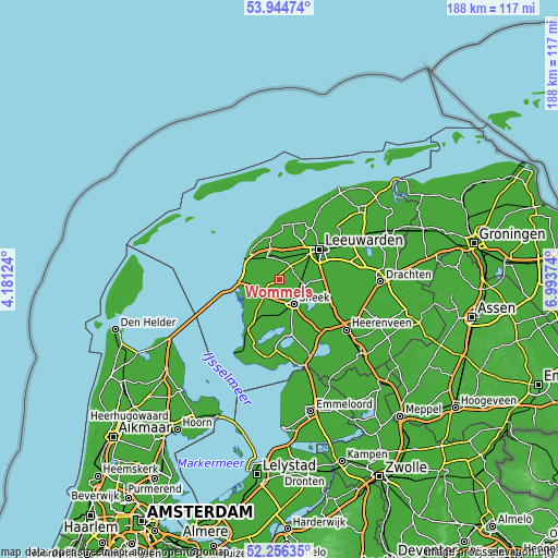 Topographic map of Wommels