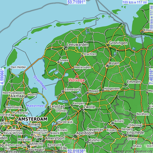 Topographic map of Wolvega