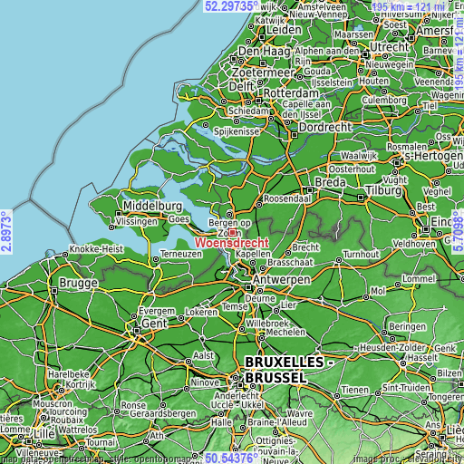 Topographic map of Woensdrecht