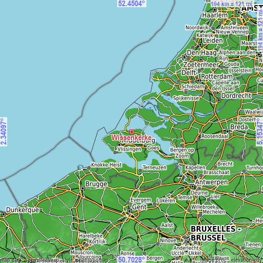 Topographic map of Wissenkerke