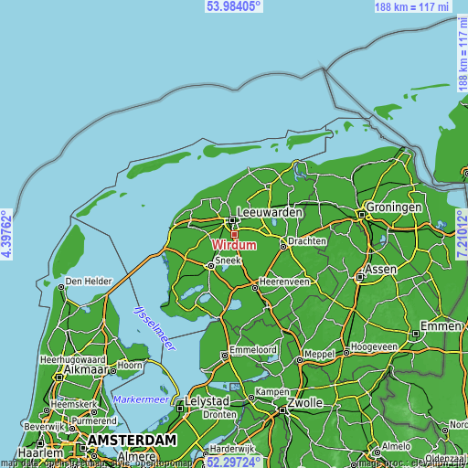 Topographic map of Wirdum