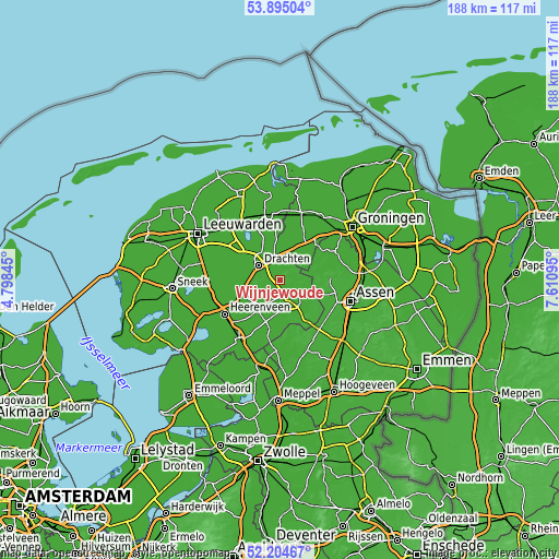 Topographic map of Wijnjewoude