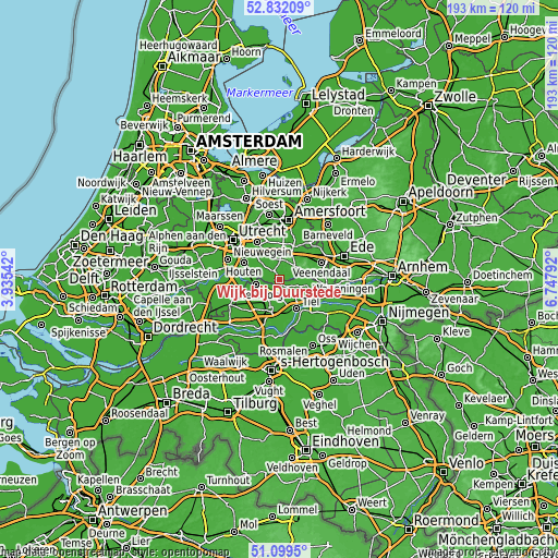 Topographic map of Wijk bij Duurstede