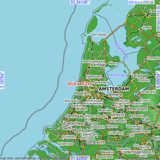 Topographic map of Wijk aan Zee