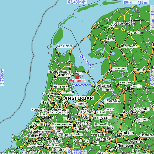 Topographic map of Wijdenes