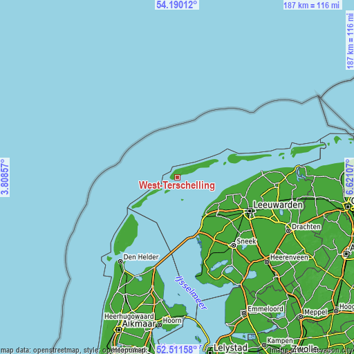 Topographic map of West-Terschelling