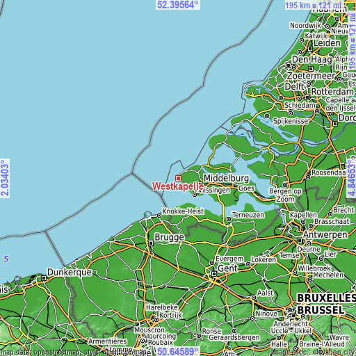 Topographic map of Westkapelle