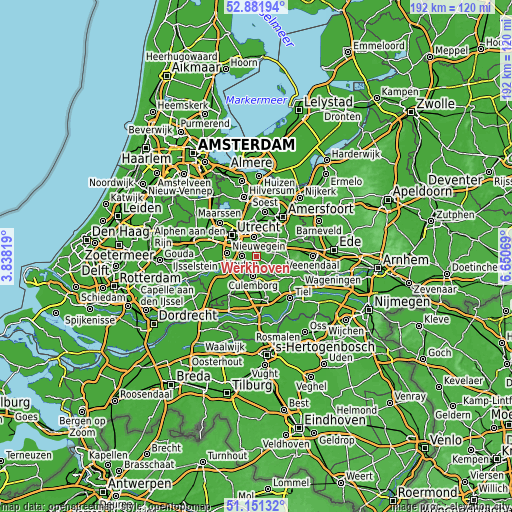 Topographic map of Werkhoven