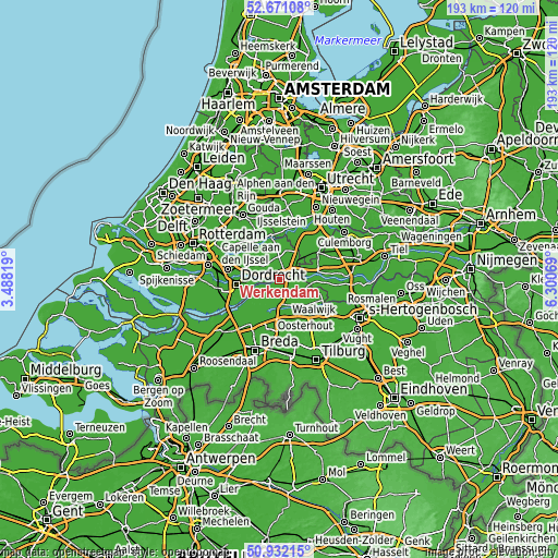 Topographic map of Werkendam