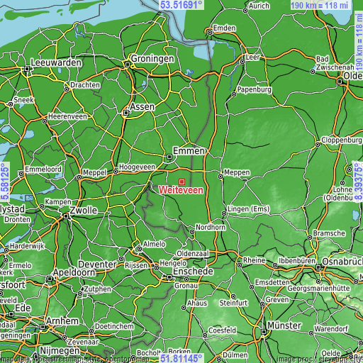 Topographic map of Weiteveen