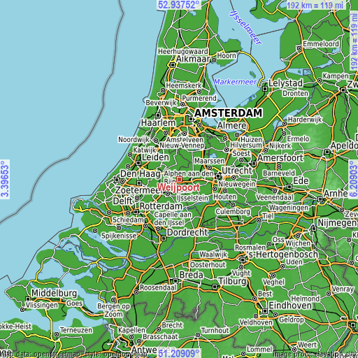 Topographic map of Weijpoort