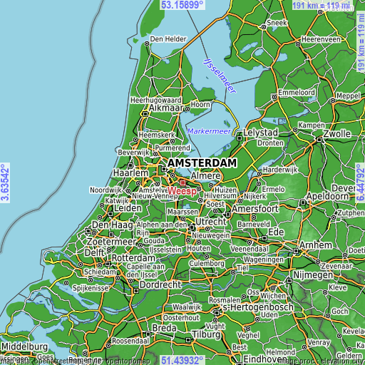 Topographic map of Weesp