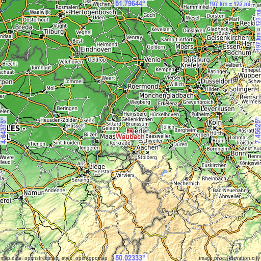 Topographic map of Waubach