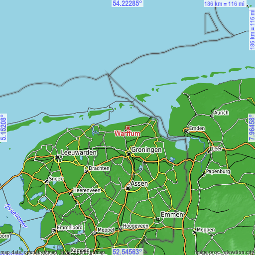 Topographic map of Warffum