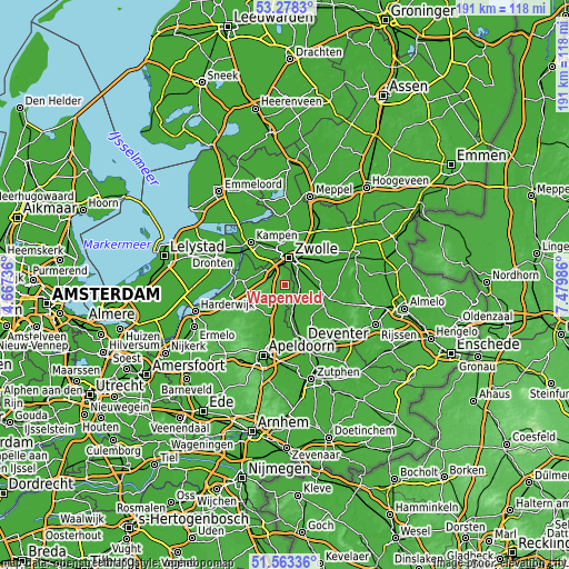 Topographic map of Wapenveld