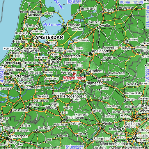 Topographic map of Wageningen