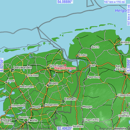 Topographic map of Wagenborgen