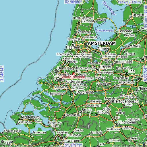 Topographic map of Waddinxveen