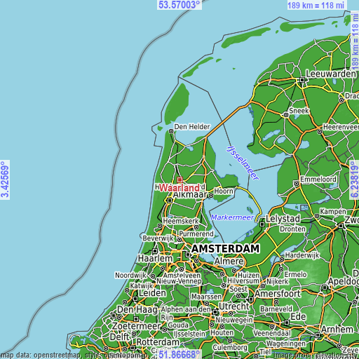 Topographic map of Waarland