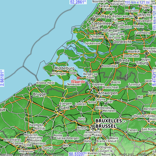 Topographic map of Waarde