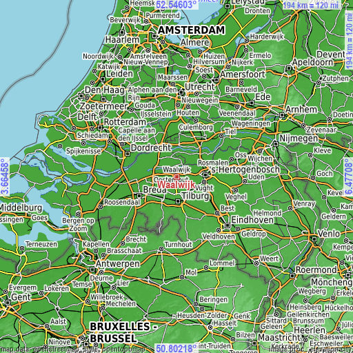 Topographic map of Waalwijk