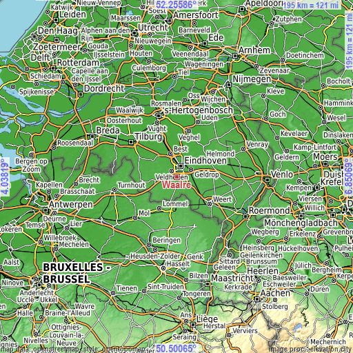 Topographic map of Waalre