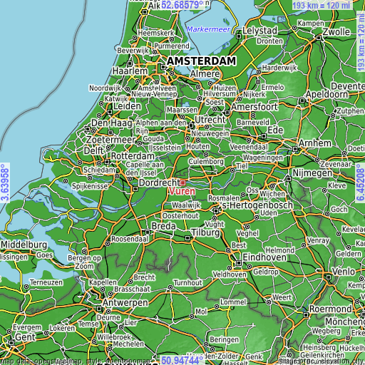 Topographic map of Vuren