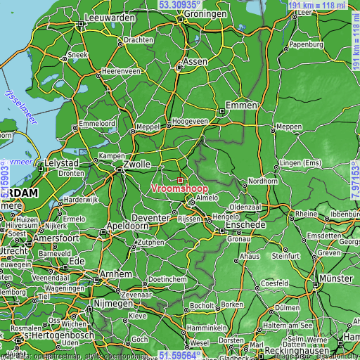 Topographic map of Vroomshoop