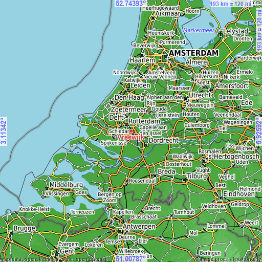 Topographic map of Vreewijk